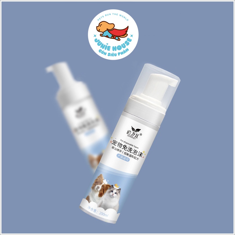 Chai bọt tắm khô Dorrikey 200ml cho chó mèo