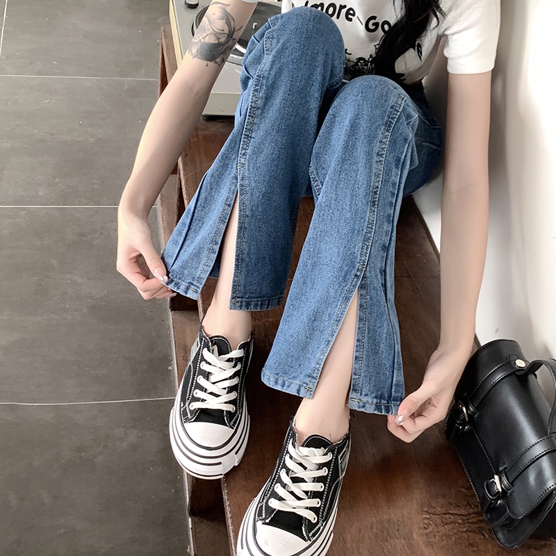 SUXI Quần Jean Dài Lưng Cao Màu Sắc Đơn Giản Dễ Phối Đồ Thời Trang Mùa Hè Cho Nữ