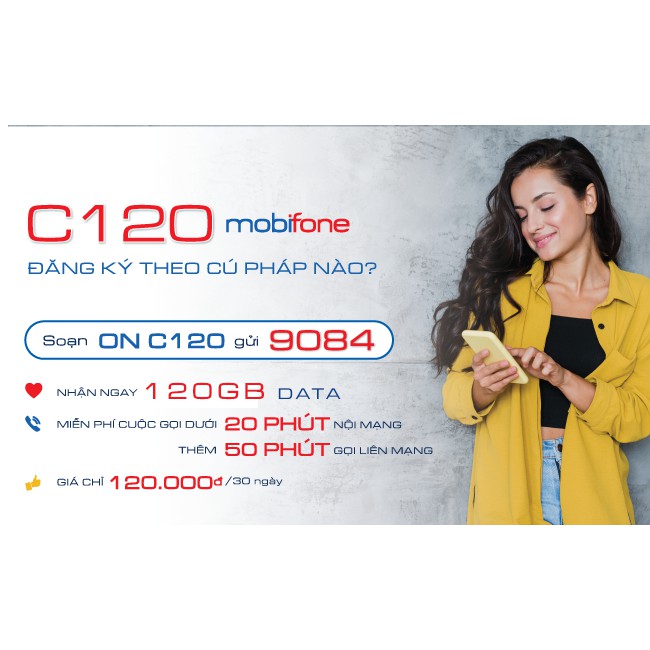 Sim 4G 10 số Mobifone C120 (120GB/tháng + Miễn phí gọi nội mạng + 50 phút Liên mạng) ĐĂNG KÝ CHÍNH CHỦ