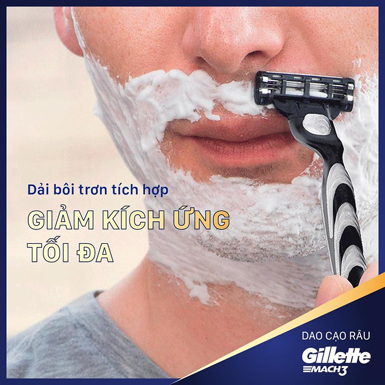 Hộp 4 cái Lưỡi dao cạo Gillette Mach 3 Turbo 3D - Mach3 3 lưỡi cao cấp