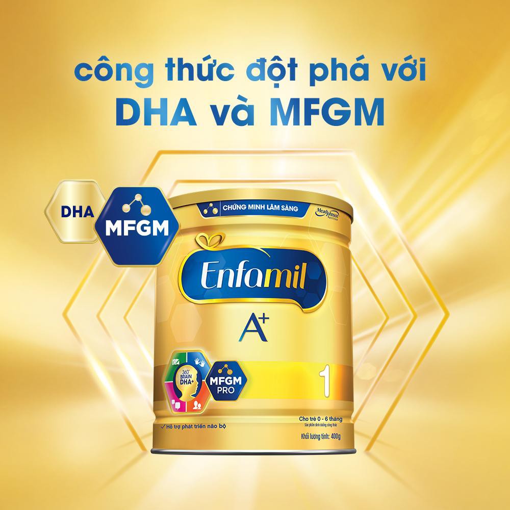 Sữa Enfamil A+1 DHA+ và MFGM PRO (0-6 tháng) lon 400g, date 2021