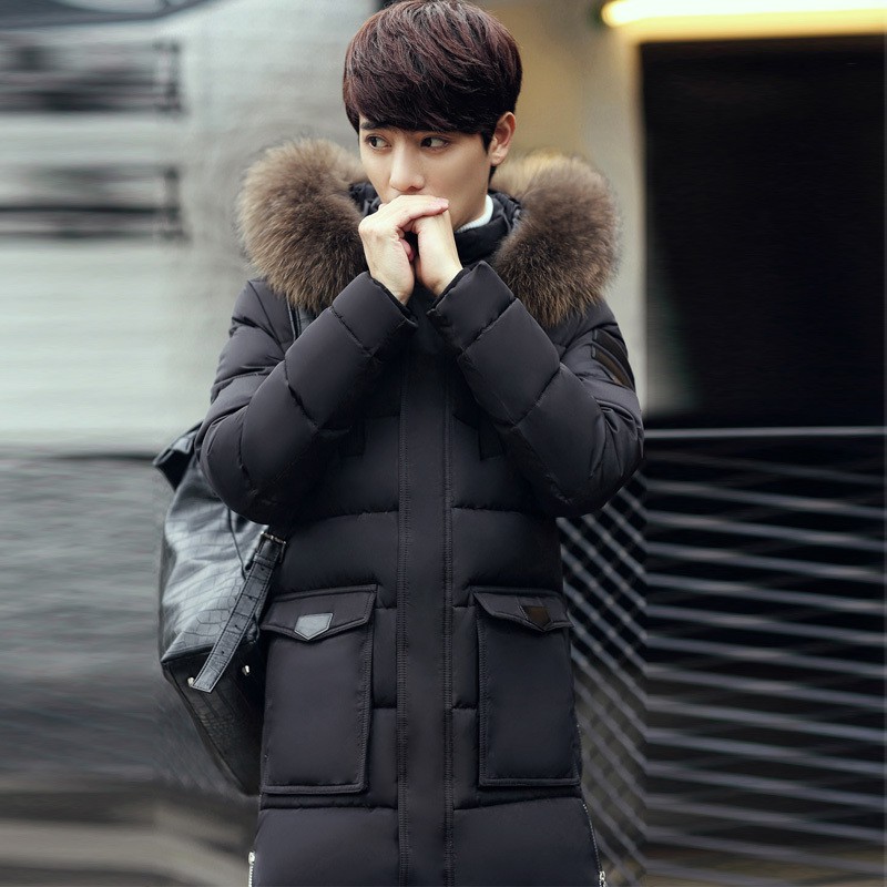 Áo khoác phao nam dáng dài mũ lông aophaonam-AP65 đen | BigBuy360 - bigbuy360.vn