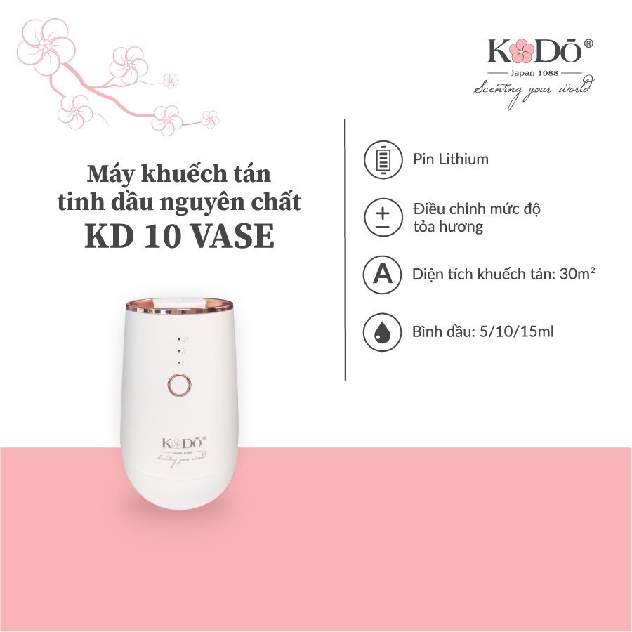 Máy Khuếch Tán Tinh Dầu Nguyên Chất Kodo KD Vase 2022 - Không pha nước - Sang trọng - Gọn Nhẹ