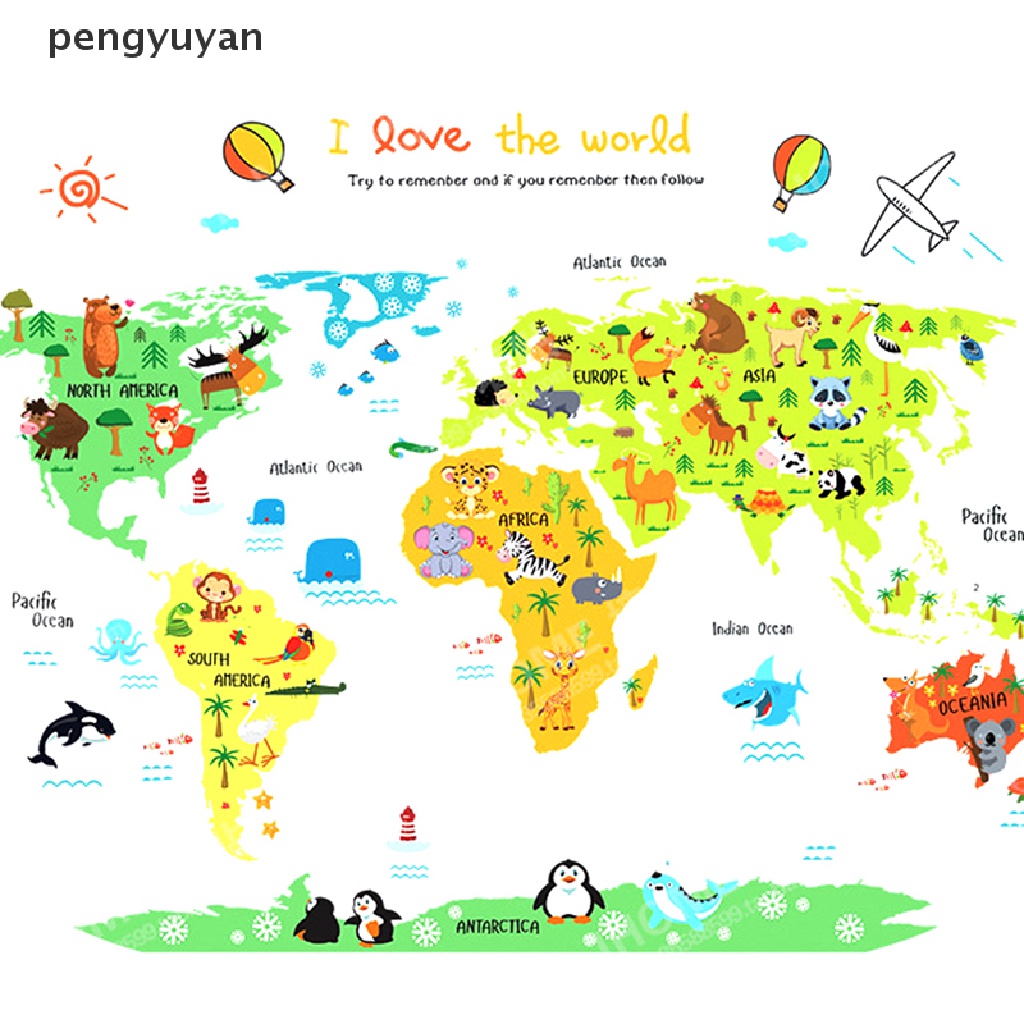 [pengyuyan] Nhãn Dán Tường Vinyl Hình Động Vật Hoạt Hình Trang Trí Phòng Khách / Cửa Phòng Ngủ Cho Bé DIY