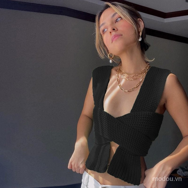 Áo Tank Top Dệt Kim Thiết Kế Mới Quyến Rũ Thời Trang Mùa Hè Dành Cho Nữ
