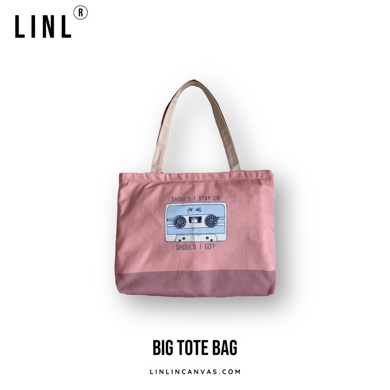 [Mã WABRWB24 giảm 30K đơn 99K] Túi tote lớn nền kem các hoạ tiết - LINLINCANVAS