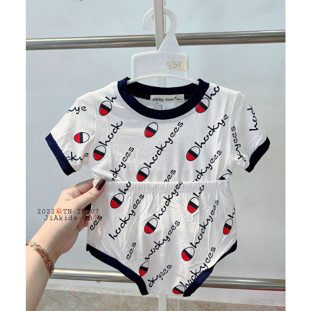 Bộ Ngắn Tay Quần Chip Minky Mom Vải Thun Lạnh Cho Bé Trai, Bé Gái 0-4 Tuổi Từ 4-17 kg- Mã: TN-IN102