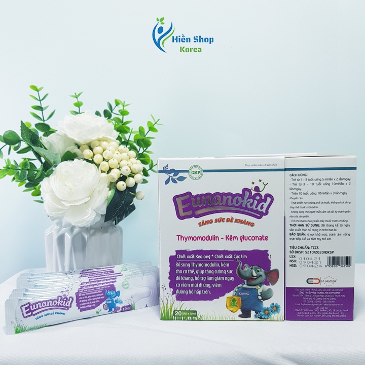 Eunanokid tăng sức đề kháng bổ sung thymomodulin và kẽm giảm viêm đường hô hấp trên, viêm mũi dị ứng