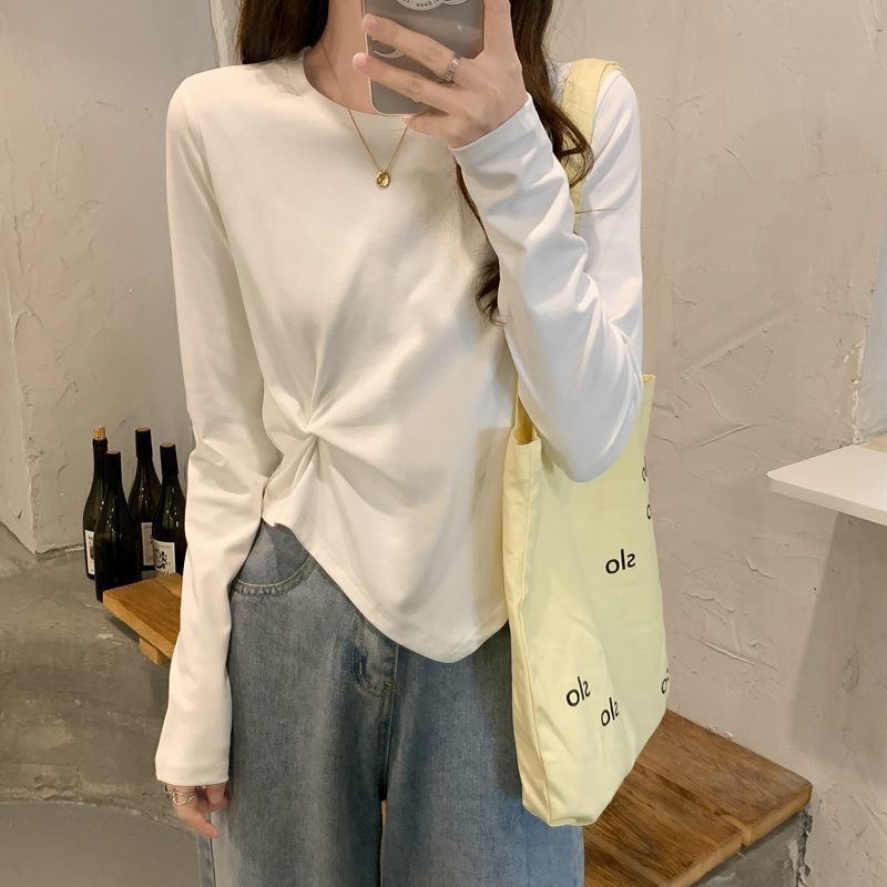 Áo thun COZOK tay dài màu trơn kiểu Hàn Quốc