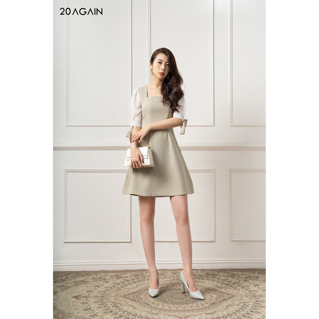 Đầm xoè phối tay bồng 20Again DEA0865 | BigBuy360 - bigbuy360.vn