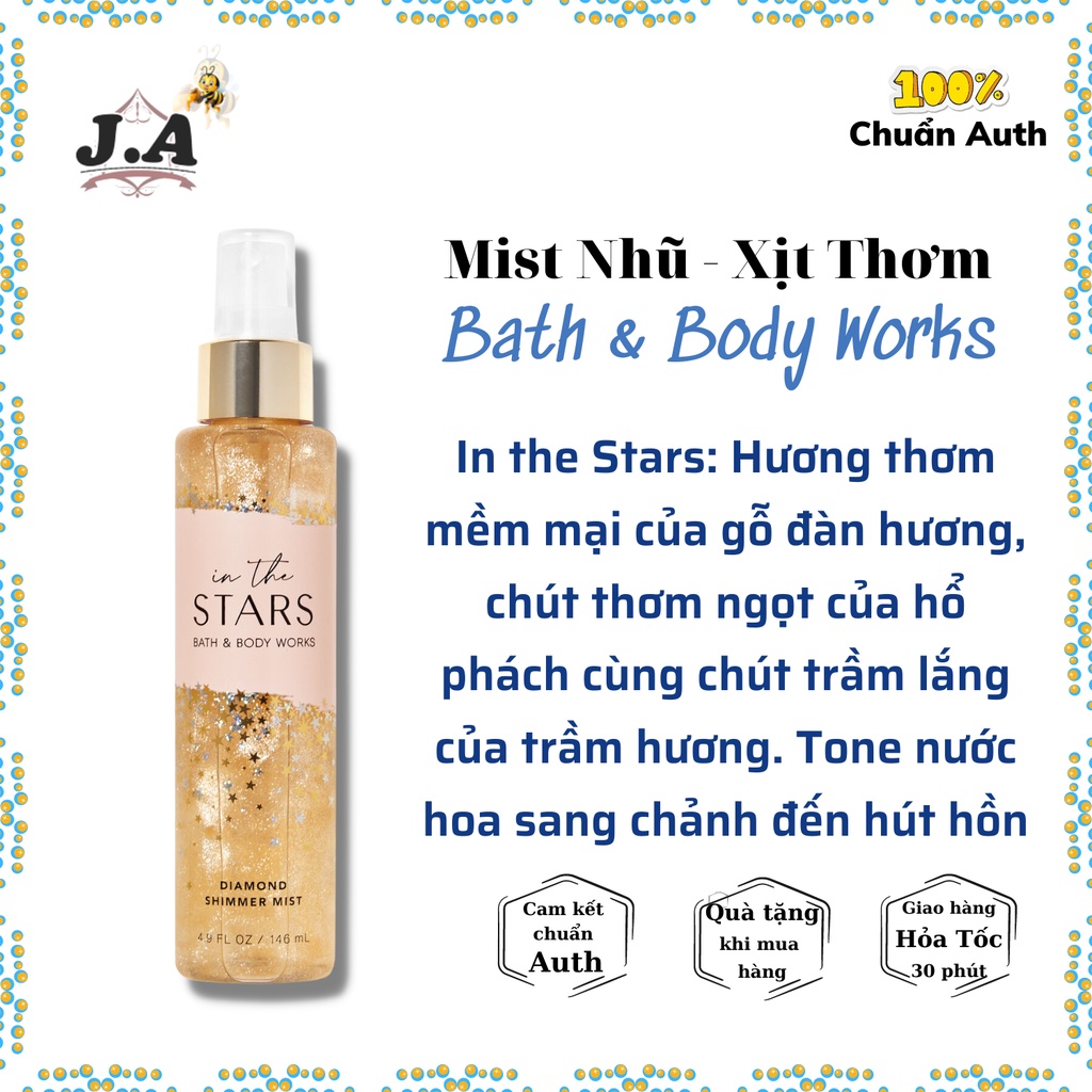 Xịt toàn thân BATH & BODY WORKS Full size 146ml, chính hãng nhập từ Mỹ