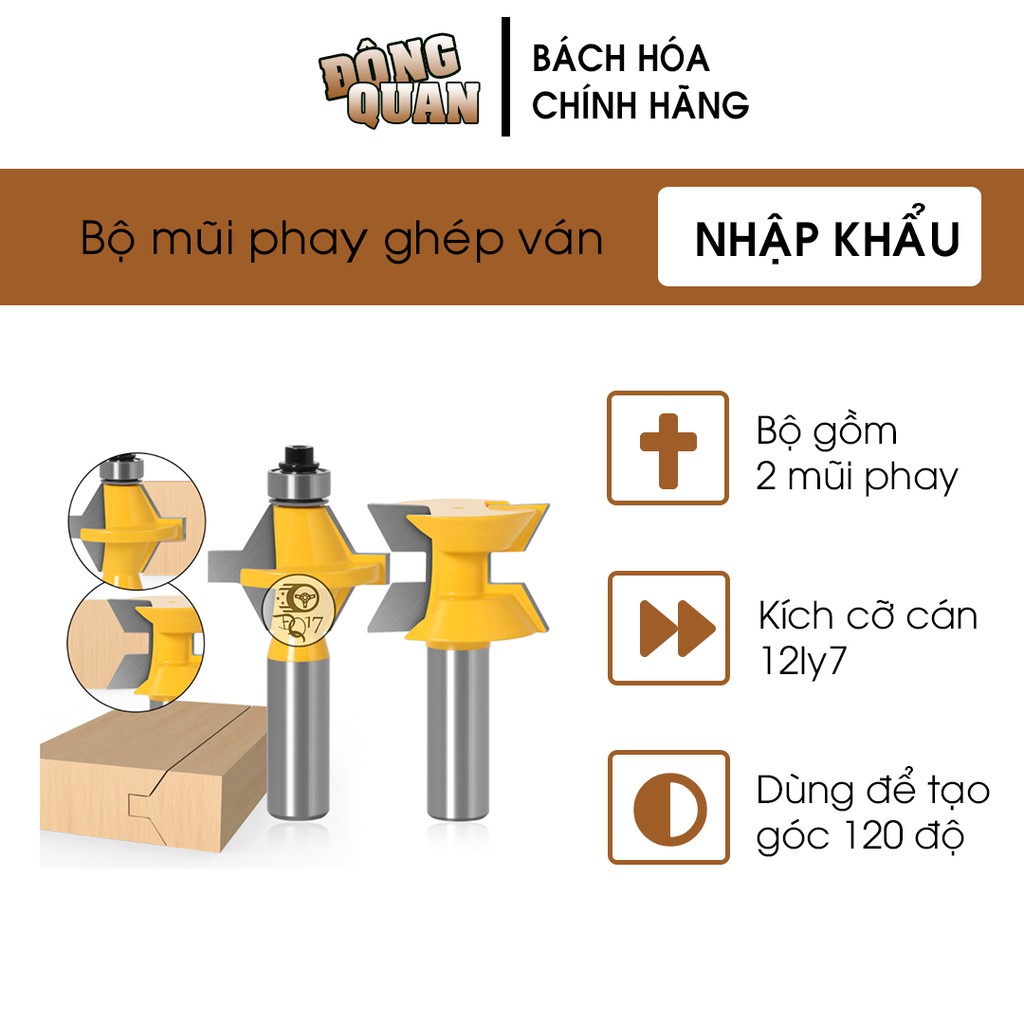 [ BỘ 2 MŨI PHAY GHÉP VÁN ĐA NĂNG 120 ĐỘ ] - MŨI SOI GHÉP VÁN GỖ 10 ĐẾN 25MM Lưỡi dao được làm bằng hợp kim carbide