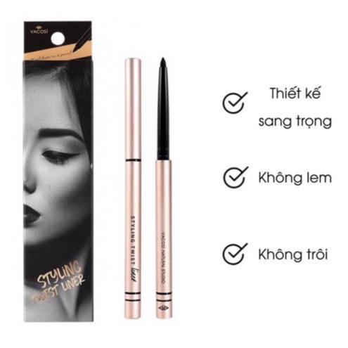 Chì Kẻ Mắt Không Trôi Dạng Gel Vacosi Styling Twist Liner 5g