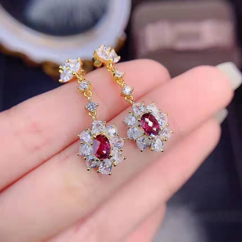 Bông Tai Mạ Vàng 18k Đính Đá Nhiều Màu Sắc Thời Trang Cho Nữ