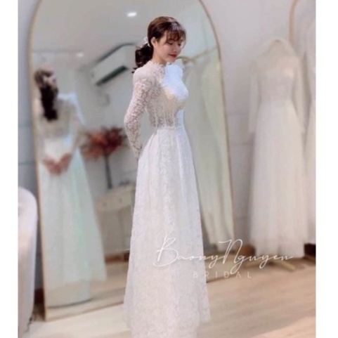 Áo Dài ,Áo Dài Cô Dâu Vải Ren Sang Chảnh Cho Các Cô Dâu