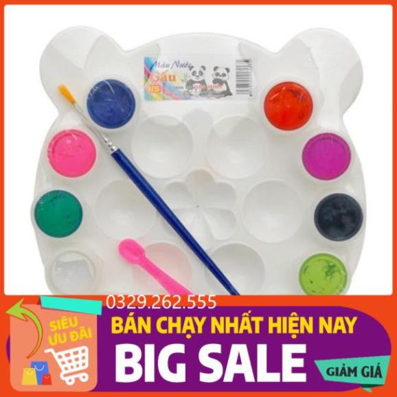 (FreeShip) Màu nước Hanson gấu 12 màu kèm khay pha màu (Tặng kèm cọ vẽ, thìa xúc)