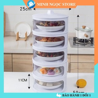 Lồng bàn 5 tầng đậy thức ăn xếp tầng gấp gọn, giữ nhiệt. bảo quản thực phẩm tối đa