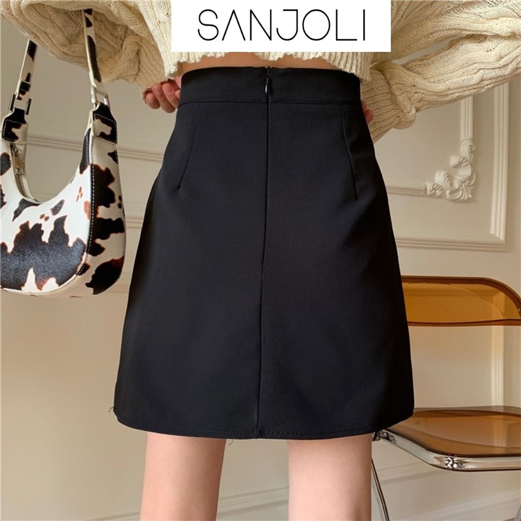 Chân váy chữ A nữ Sanjoli công sở ngắn cạp lưng cao ôm dáng xòe có quần trong thiết kế vintage CV002