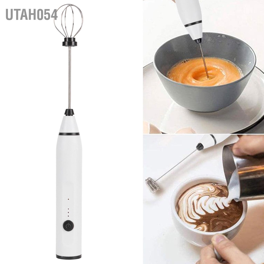 Utah054 Máy đánh trứng điện cầm tay UBS Sạc sữa trộn đông lạnh Phụ kiện nhà bếp Màu trắng