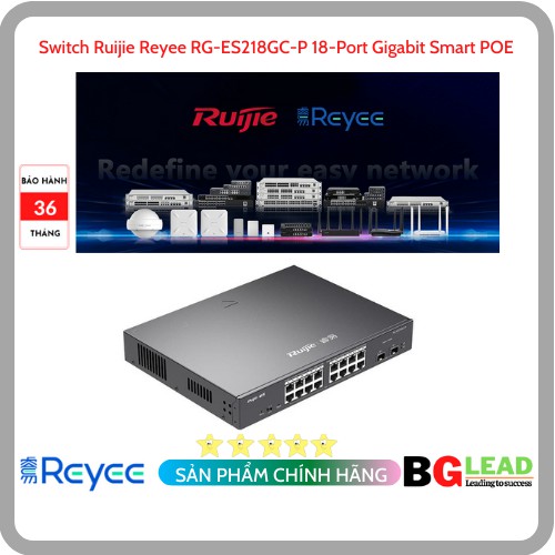 Thiết bị mạng Switch Ruijie Reyee RG-ES218GC-P 18-Port Gigabit Smart POE