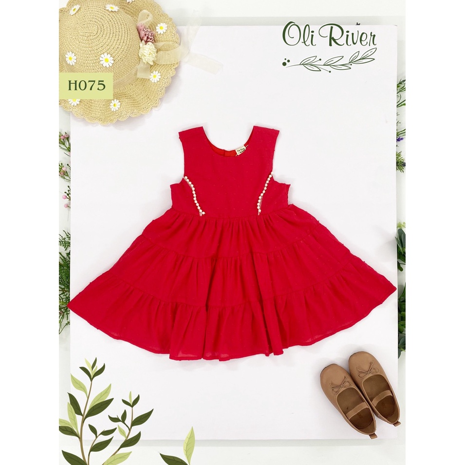 Váy bé gái sát nách cổ tròn dáng suông