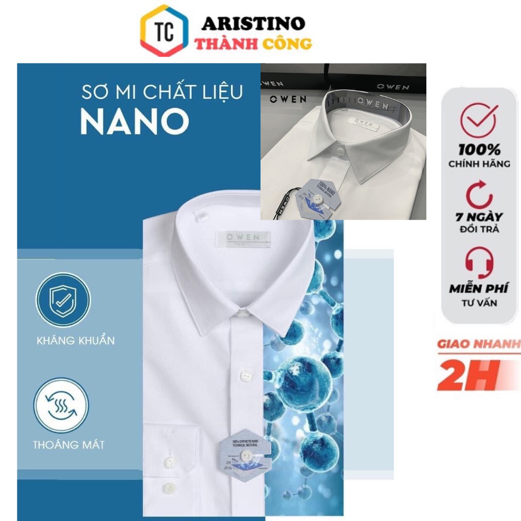 OWEN - Áo sơ mi trắng dài tay OWEN chất Nano không nhăn, chất siêu mát, siêu nhẹ