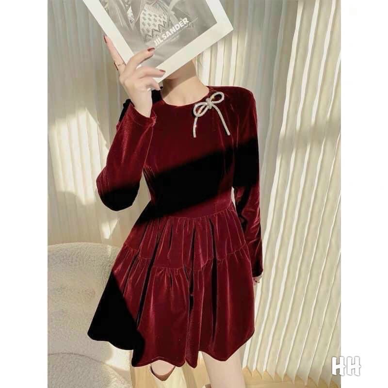 Váy Babydoll Merry Christmas Đỏ Đô