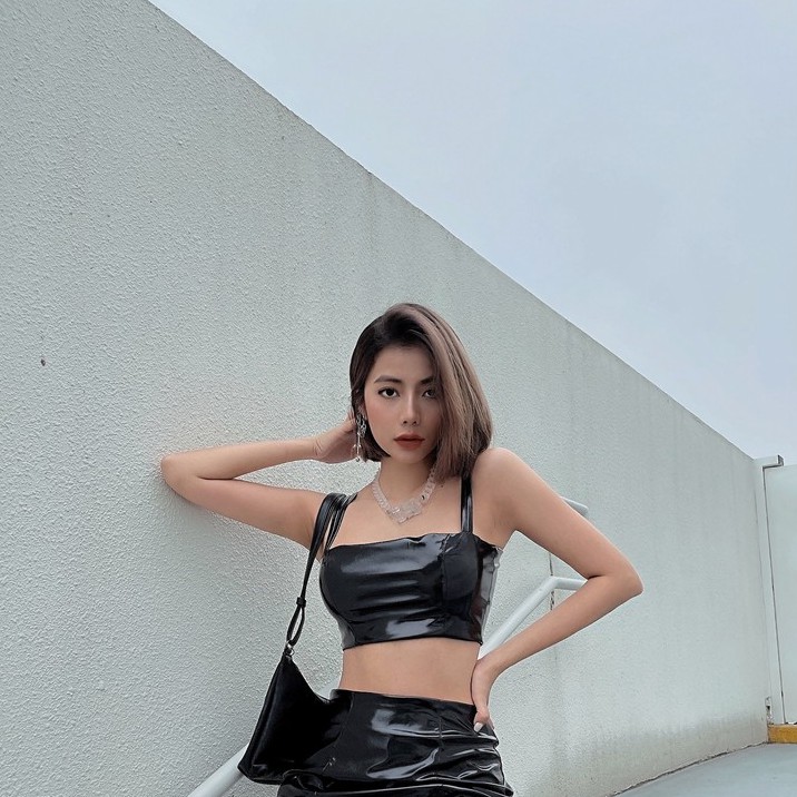 Là min - Áo Crop Top Leather Cami