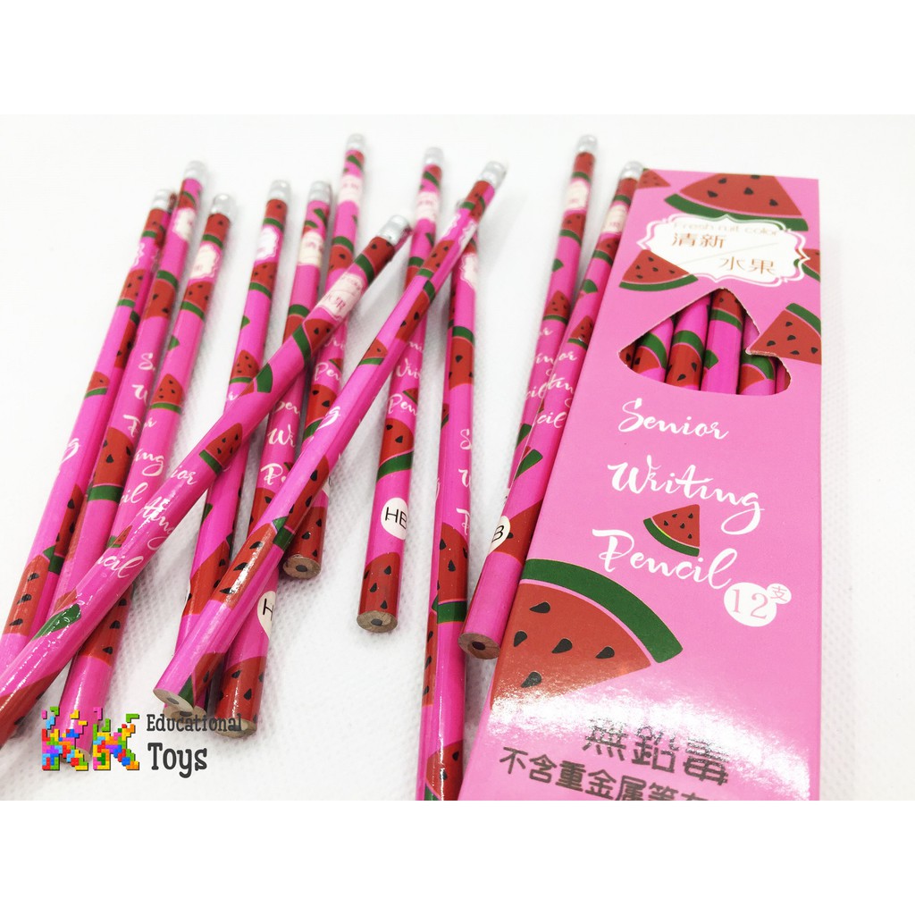 Đồ dùng học tập, quà tặng cho con: Bộ 12 bút chì hoa quả Senior writing color - KKstore