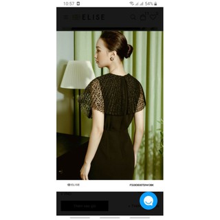 Đầm đen ren bèo cổ Elise