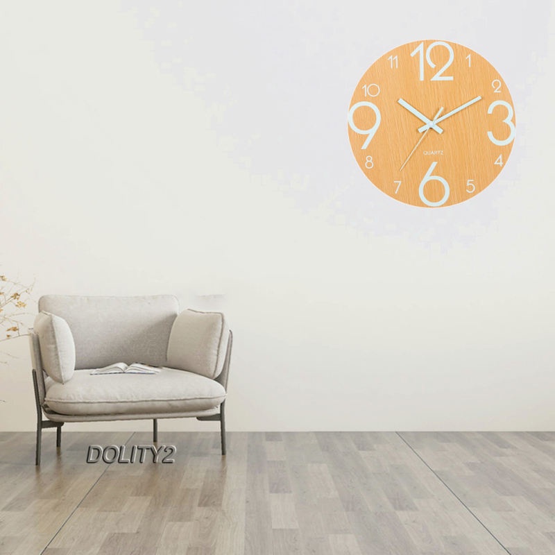 [Dolity2] Đồng Hồ Treo Tường Dạ Quang - 12 &quot;Bằng Gỗ Không Ồn Với Đèn Ngủ - Đồng Hồ Lớn Trang Trí Nhà Bếp Văn Phòng Phòng Ngủ
