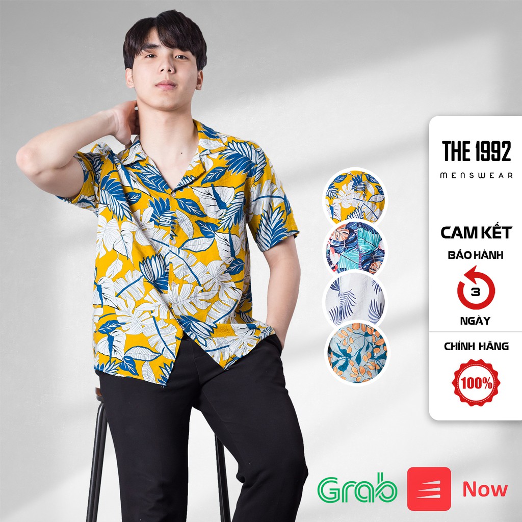 Áo đũi sơ mi Áo nhóm đi biển LINEN Áo có cổ họa tiết hoa lá THE 1992 | BigBuy360 - bigbuy360.vn