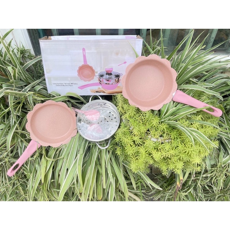 Bộ nồi, chảo chống dính cao cấp nấu thực phẩm ăn dặm cho bé, kèm xửng hấp