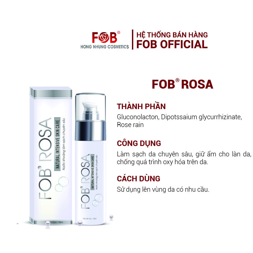 Nước khoáng làn sạch chuyên sâu cho mọi loại da - FOB® ROSA