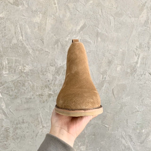 Giày Da Nam Chelsea Boot Cao Cổ Da Lộn Màu Nâu Thời Trang