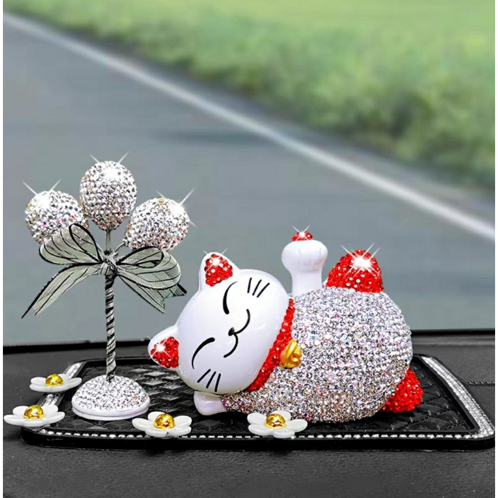 Mèo Thần Tài Vẫy Tay Trang Trí ô tô