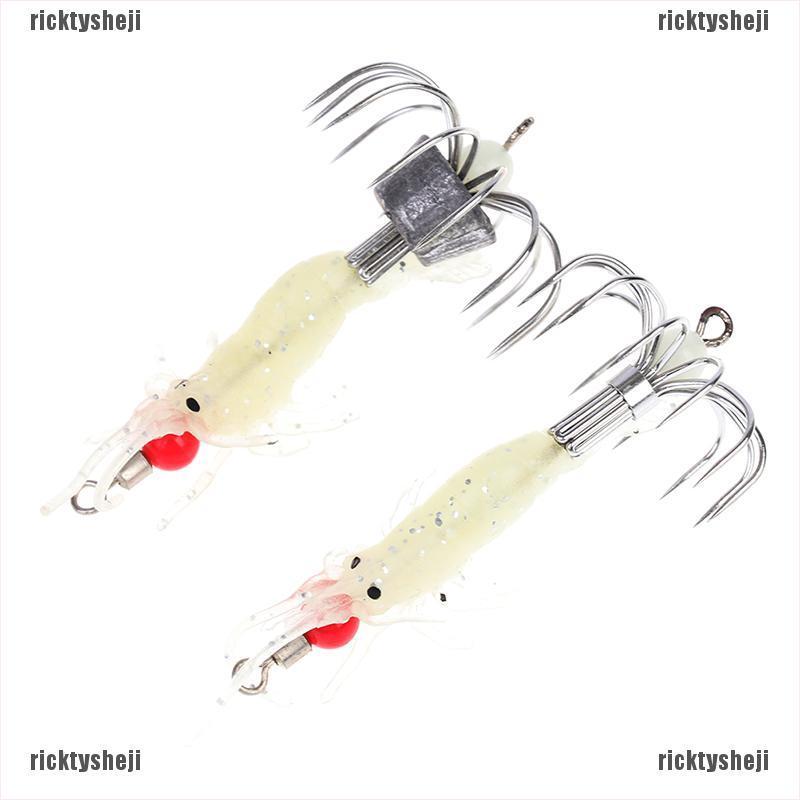 Mồi câu mực hình tôm giả màu dạ quang chuyên dụng