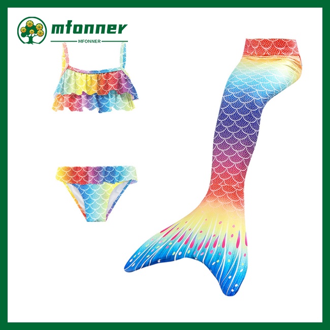 Set 3 Món Đồ Bơi Đuôi Cá Nhiều Màu Sắc Cho Bé Gái