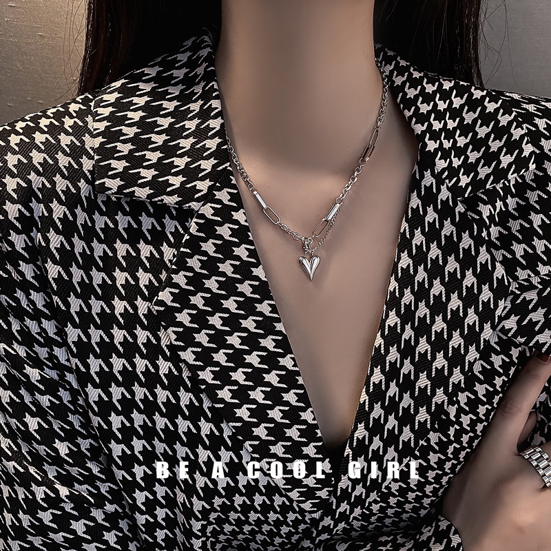 Vòng Cổ Thép Titan Mặt Trái Tim Phong Cách Hip Hop Thời Trang Cá Tính