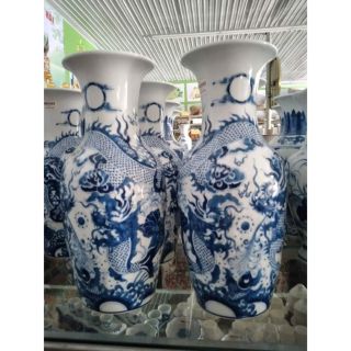 Lọ lục bình vẽ tay nổi 37p bát tràng(fgias 1c )