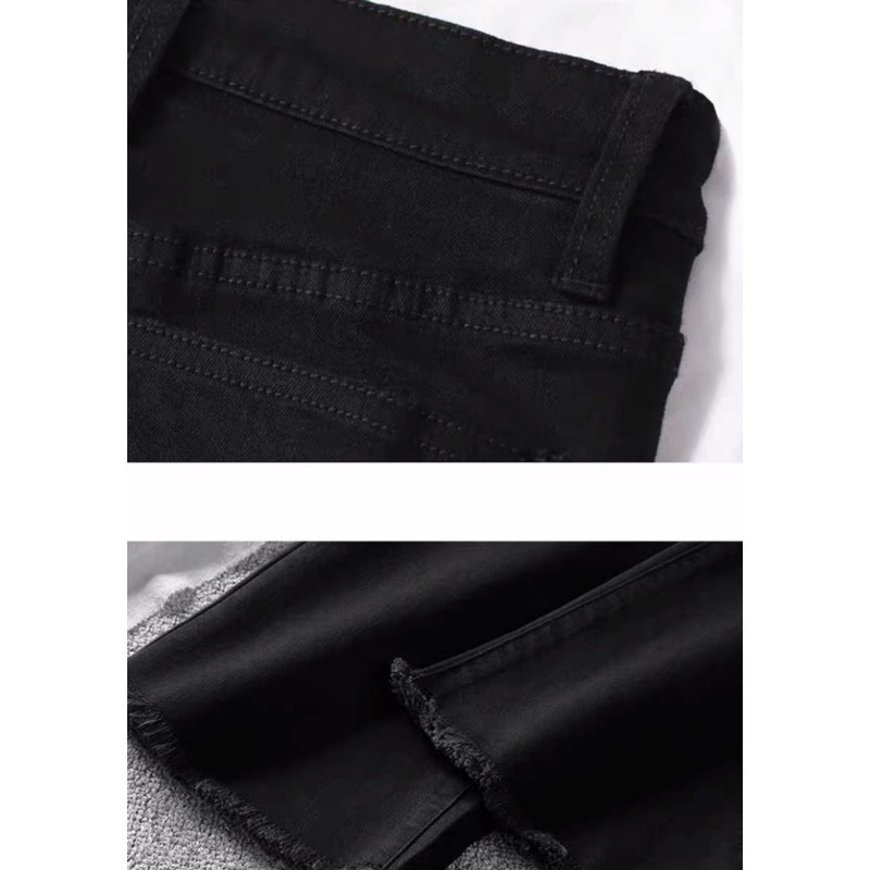 Quần jean ống loe lưng cao, quần ống bast vải jeans co giãn Hàn Quốc