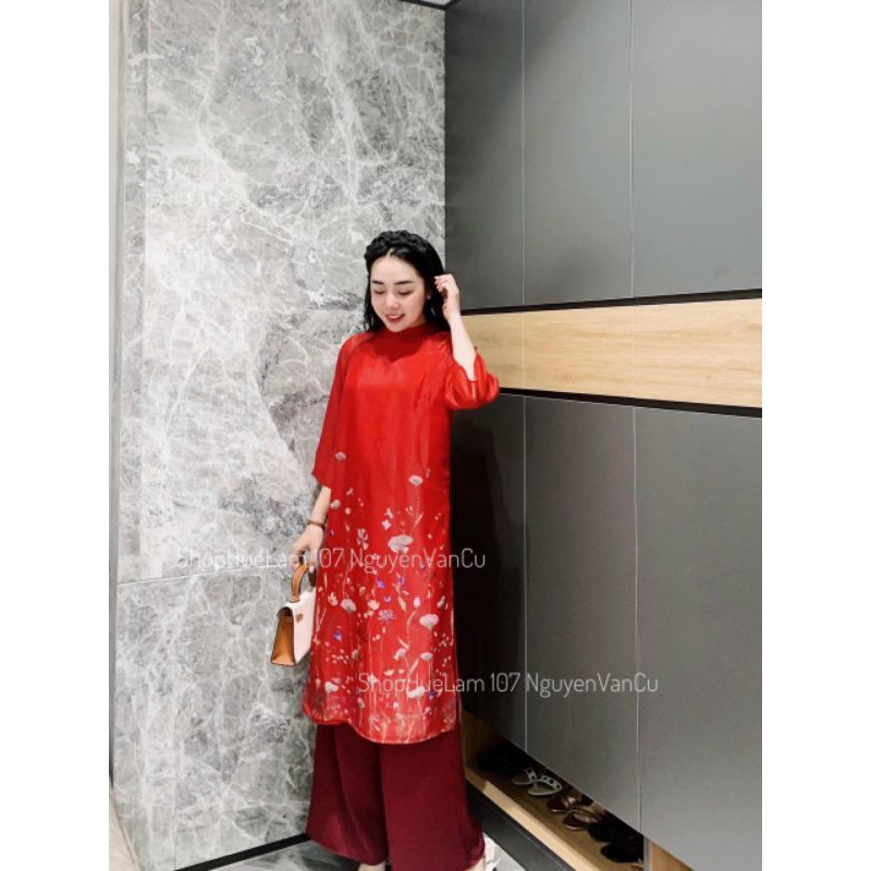 SET ÁO DÀI LỤA ĐỎ