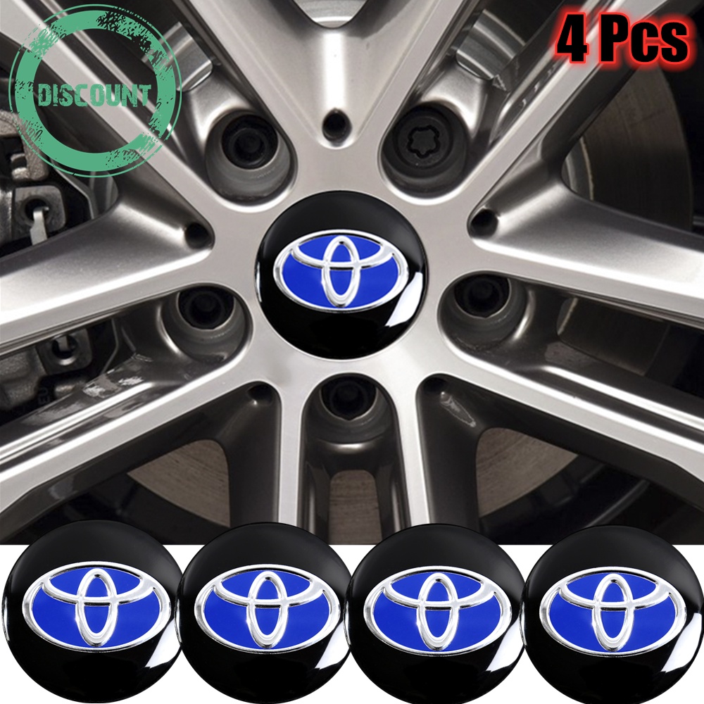 Set 4 Miếng Dán Trang Trí Trục Bánh Xe Hơi Toyota 56mm