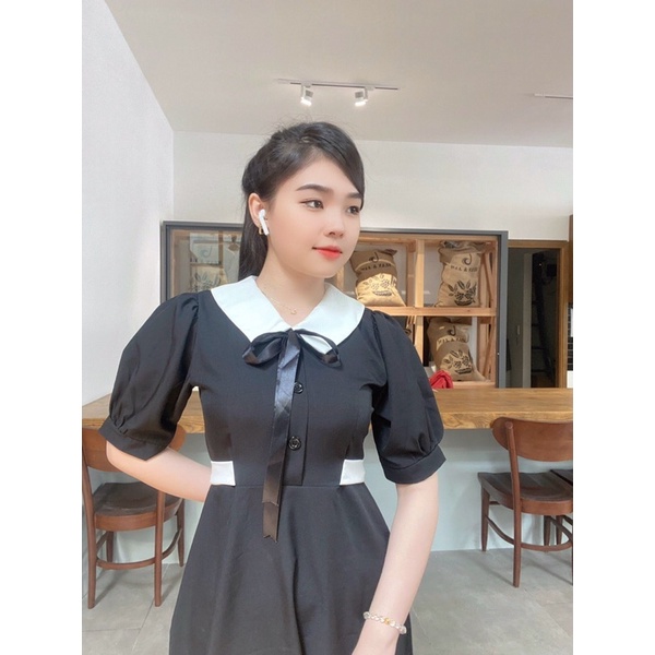 ĐẦM PHỐI CỔ TRẮNG LINA DRESS T219