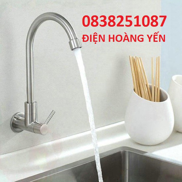 Vòi rửa bát lạnh cắm tường Inox cao cấp CLAT18