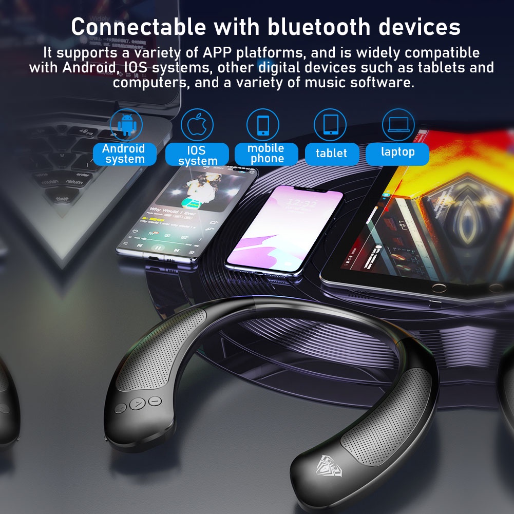 Loa Đeo Cổ AULA BS301 Bluetooth 5.0 Âm Thanh Nổi 3D Pin Siêu Nét Chất Lượng Cao