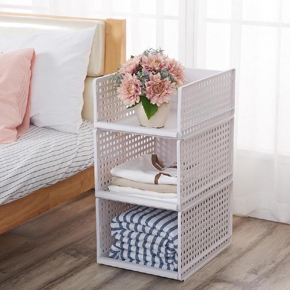 HomeBase STACKO Hộp đựng đồ bằng nhựa có thể xếp chồng lên nhau MAIE YM505 Thái Lan W34xD45xH25.3cm màu trắng