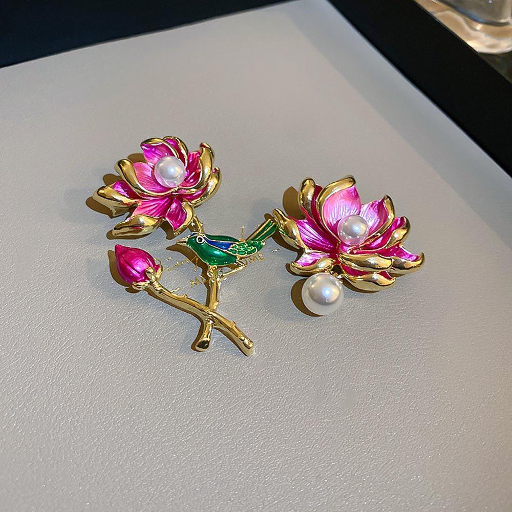 Ghim Cài Áo Hình Hoa Sen Đính Đá Phong Cách Vintage Dành Cho Nữ