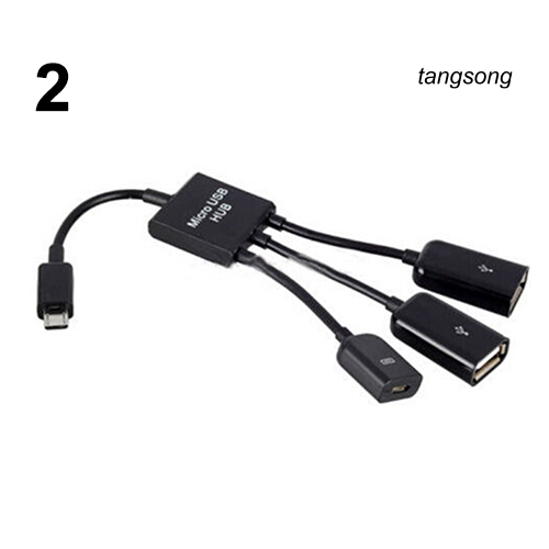 Cáp Chuyển Đổi Ts-3 In 1 Micro Usb Hub Otg Male Sang Female Dual Usb 2.0 Cho Samsung