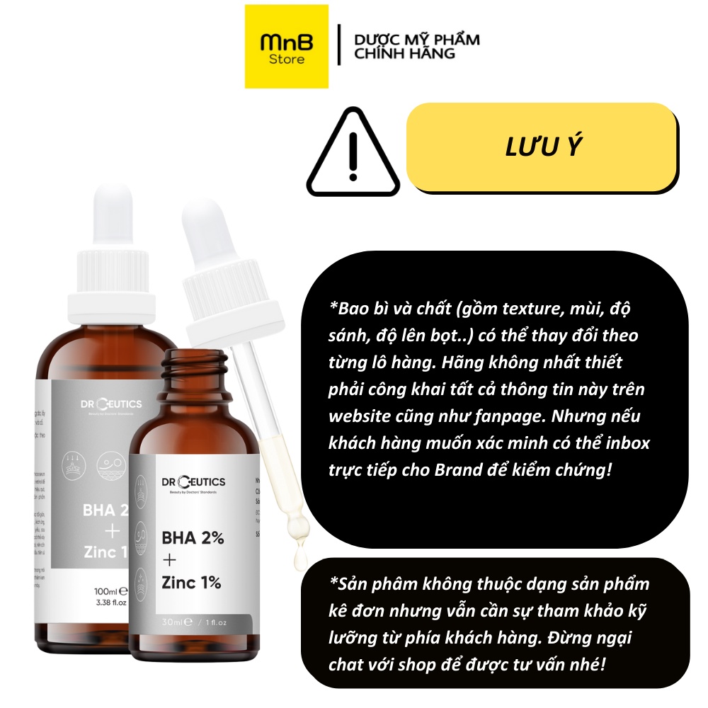 Serum DrCeutics BHA 2% ZinC 1% giảm mụn và giảm tiết dầu trên da 30ml